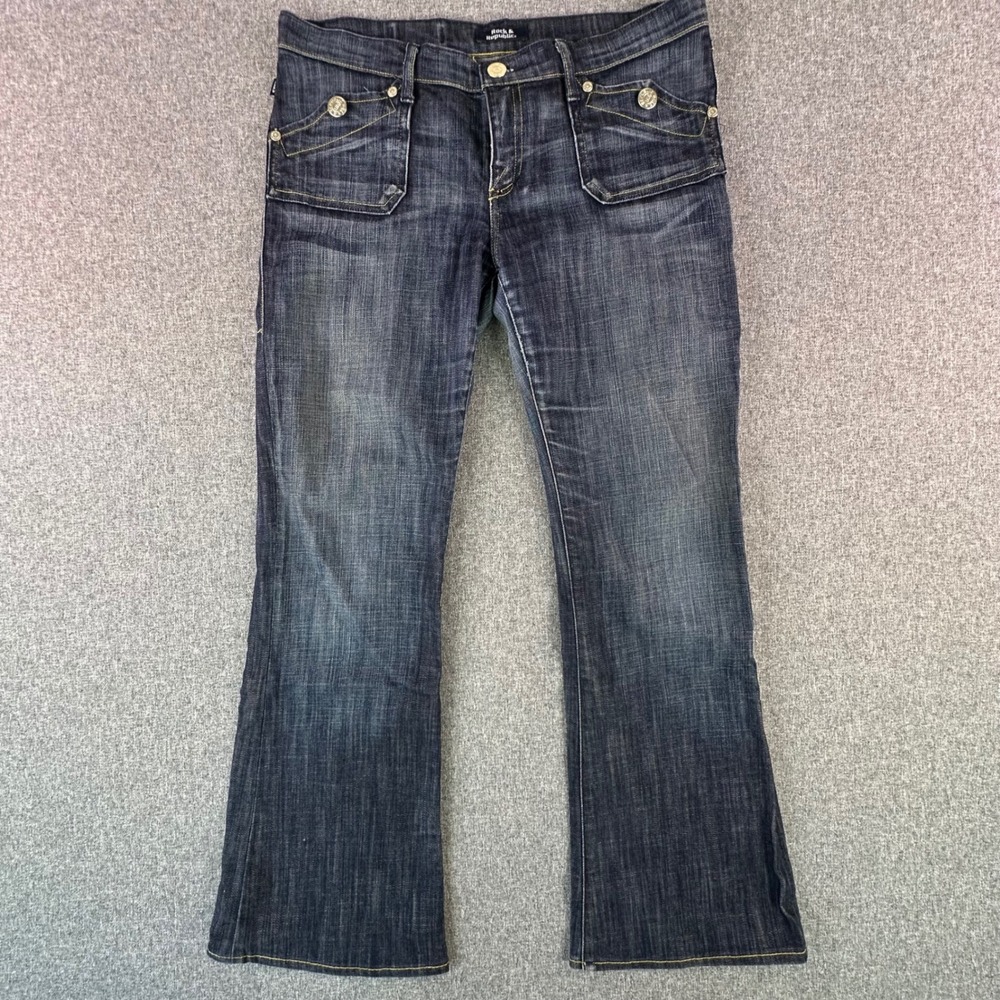 Rock & Republic Jeans Womens 32 Scorpion Dark Wash Flare Low Rise Stretch Denim